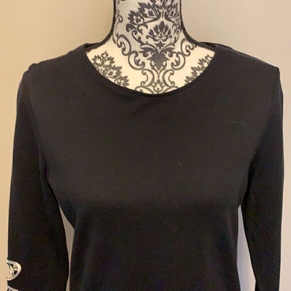 Jane Ashley Black 3/4 Sleeve Shirt Size Small - Picture 2 of 4